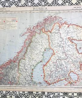 Antique map, Russia, Lett's Popular Atlas, 1881