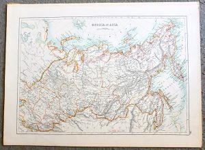 Antique Map, Russia in Asia, 1870 ca.