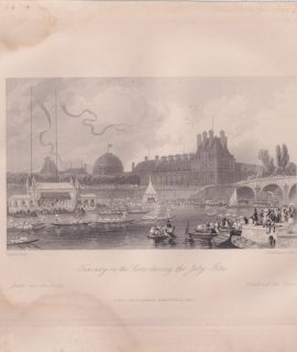 Antique Engraving Print, Tournay on the Seine, 1840