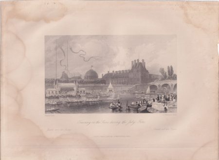 Antique Engraving Print, Tournay on the Seine, 1840