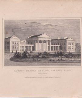 Antique Engraving Print, London Orpham Asylum, Hackney Road, 1845