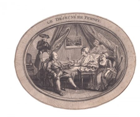 Antique Engraving Print, Le déjeuné de Ferney, 1778
