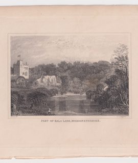 Antique Engraving Print, Part of Bala Lake, Merionethshire, 1845