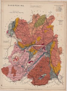 Antique Geological Map, Shropshire, 1907