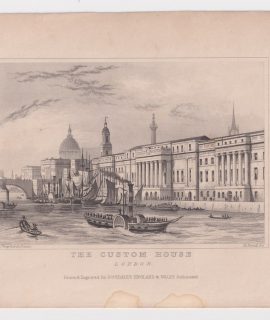 Antique Engraving Print, The Custom House, London, 1845
