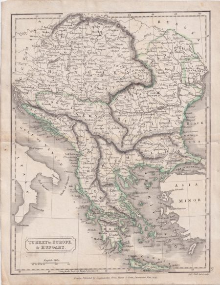 Antique Map, Turkey in Europe & Hungary, 1826
