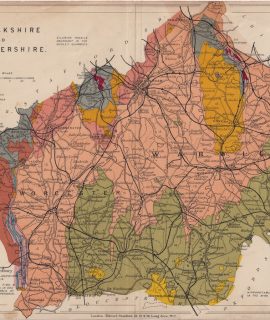 Vintage Map, Warwickshire and Worcestershire, 1889