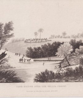 Antique Engraving Print, Cane Bridge over the Wallia Creek, 1825