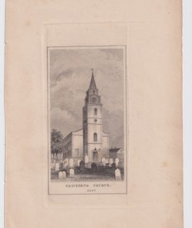 Antique Engraving print, Gravesend Church, Kent, 1835 ca.