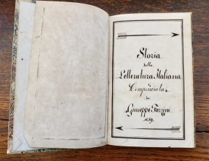 Antique Manuscript, Storia della letteratura italiana compendiata da Giuseppe Fazzini, 1859