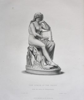 Antique Print, The Nymph of the Rhine, 1860