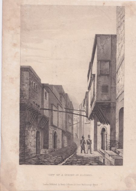 Antique Engraving Print, View of a Street in Algiers, 1830 ca.