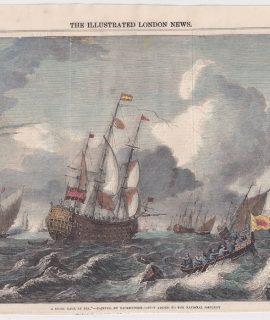 Antique Print, A Brisk Gale at Sea, 1852