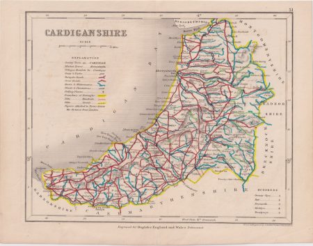 Antique Map, Cardiganshire, 1820 ca.