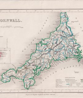 Antique Map, Cornwall, 1845