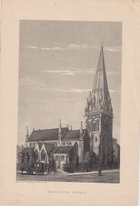 Antique Print, Kensington Church, 1878