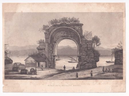 Antique Engraving Print, Roma Arch Beneath Bougia, 1820 ca.