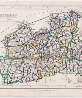 Antique Map, Surrey, 1840