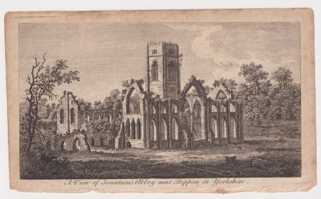 Antique Engraving Print, A View of Fountain's Abbey near Rippon in Yorkshire, 1770