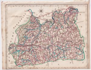 Antique Map, Hampshire, Berkshire, Middlesex, Kent, Sussex, 1820 ca.