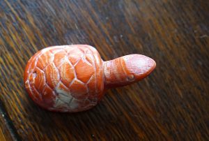 Vintage Chinese Hand Carved Dark Red Coral Turtle Figurine