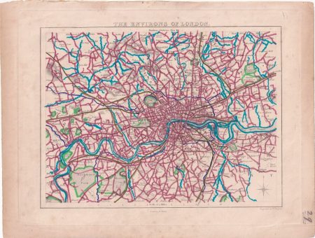 Antique Map, The Environs of London, 1830 ca.