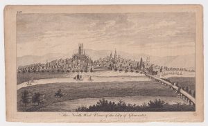Antique Engraving Print, The North West View of the City of Gloucester, 1770