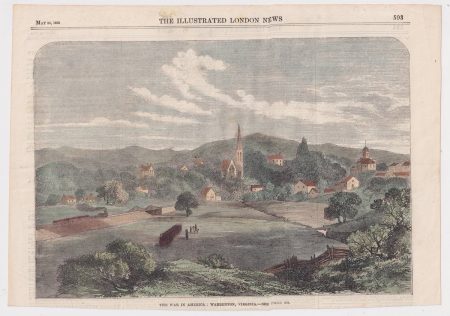 Antique Engraving Print, The War in America: Warrenton, Virginia-see, 1863
