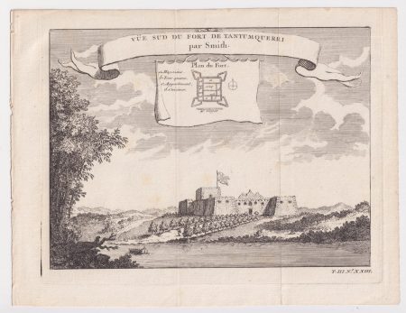 Antique Engraving Print, Vue sud du Fort de Tantum Querry, 1760