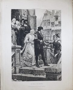 Antique Engraving Print, A Call to Arms, 1870 ca.