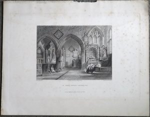 Antique Engraving Print, St. Mary's, Reigate, Chancel End, 1841
