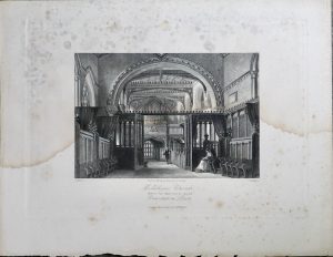 Antique Engraving Print, Mickleham Church, Surrey, 1830 ca.