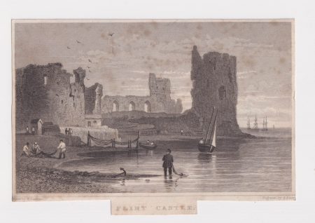 Antique Engraving Print, Flint Castel, 1830