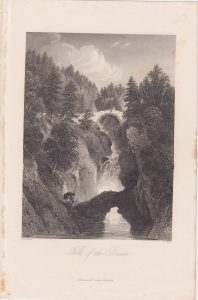 Antique Engraving Print, Falls of the Bruar, 1840