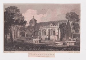 Antiche Engraving Print, Llanrwst Church, 1830