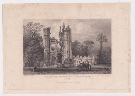 Antique Engraving Print, Remains of Nether Hall, Near Harlow, 1833