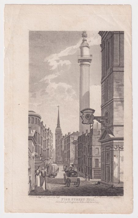 Antique Engraving Print, Fish Street Hill, 1807