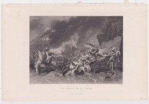 Antique Engraving Print, The Battle of La Hogue, 1820