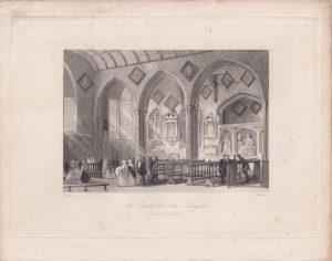 Antique Engraving Print, All Saints Church, Kingston, 1840 ca.