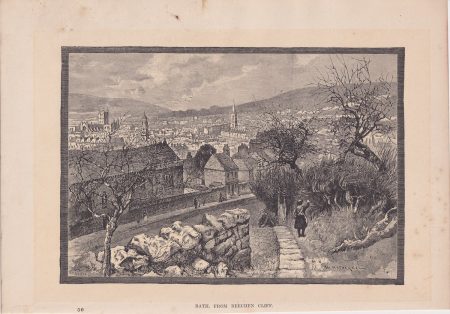 Antique Print, Bath from Beechen Cliff, 1880