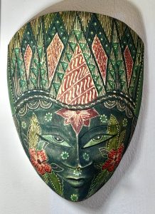 Vintage Handmade Wood Batik Panji Kelana Mask