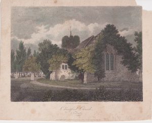Antique Engraving Print, Chingford Church, 1801