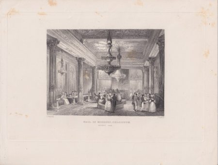 Antique Engraving Print, Hall of Mirrors, Colosseum, Regent Park, 1840