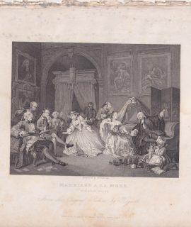 Antique Engraving Print, Marriage a la mode, Toilette Scene, 1820