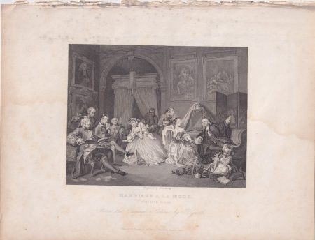 Antique Engraving Print, Marriage a la mode, Toilette Scene, 1820
