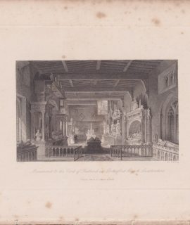 Antique Engraving Print, Monuments in the Earls of Rutlands Bottesford Church, 1836