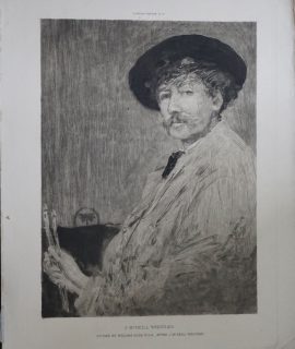 Antique Engraving Print, J.Mc. Neill Whistler, by William Hole, 1890