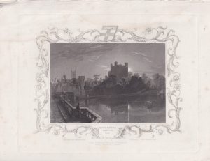 Antique Engraving Print, Rochester Castle , Kent, 1833