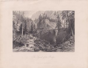 Antique Engraving Print, The Legend of the Bridge, 1840 ca.