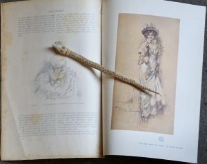 Vintage Print, In Pensive Moo; the Girl with the Rose by Lewis Baumer, 1903